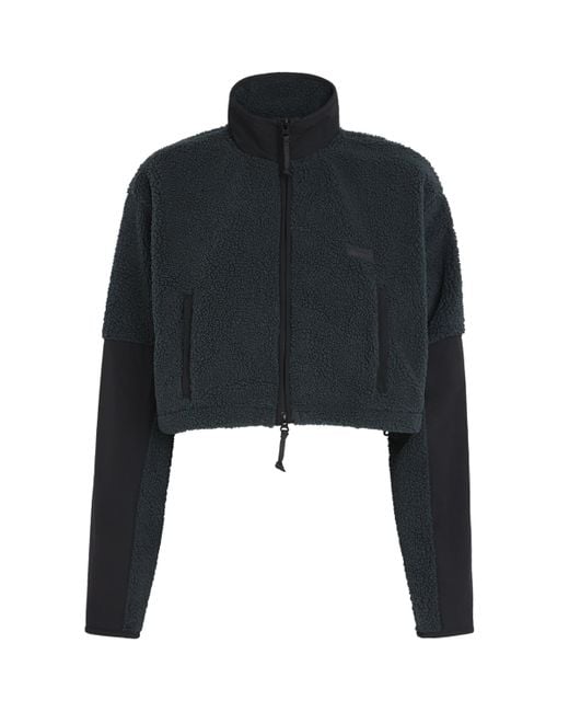 Skims Black Teddy Cropped Zip-Up Jacket