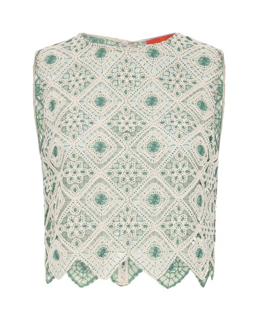 LaDoubleJ Green Crochet Aria Top