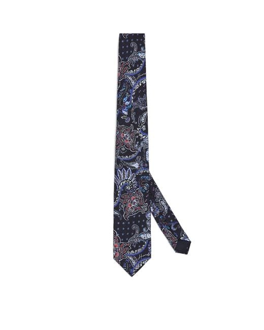 Harrods Blue Silk Paisley Print Tie for men
