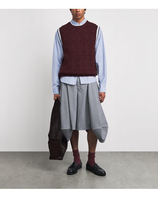 Drole de Monsieur Purple Crochet Sweater Vest for men