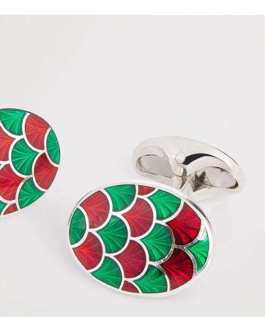 Deakin & Francis White Sterling And Enamel Oval Cufflinks for men