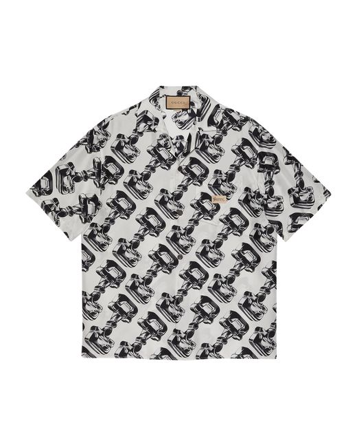Gucci Gray Silk 3d Horsebit Shirt for men