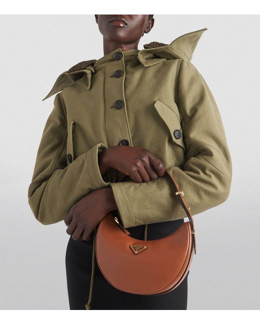 Prada Brown Leather Arqué Shoulder Bag