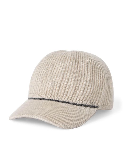 Brunello Cucinelli Natural Cashmere-Blend Monili Baseball Cap