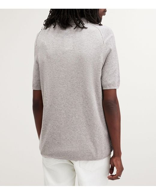 AllSaints Gray Organic Cotton Aubrey Polo Shirt for men