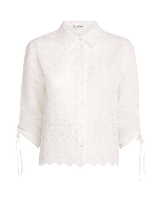 FRAME White The Paisley Eyelet Cinch Sleeve Shirt