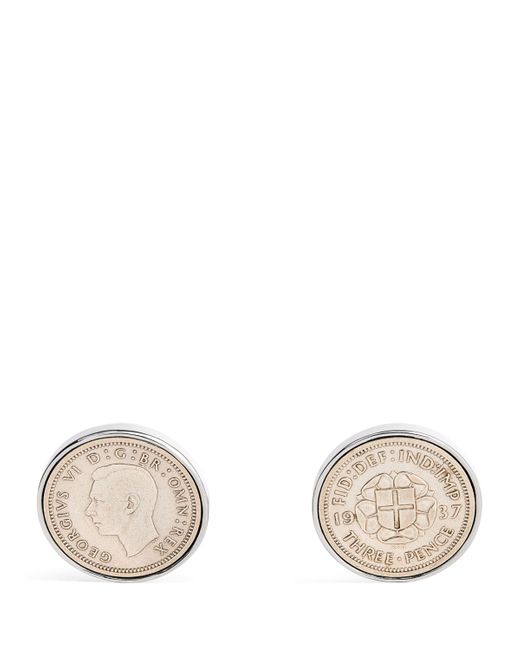 Babette Wasserman Natural Rhodium-Plated Coin Cufflinks for men