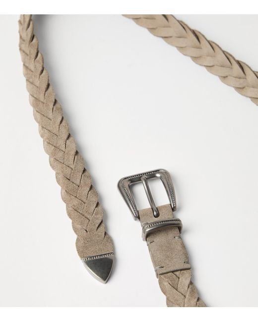 Brunello Cucinelli Brown Leather Braided Belt