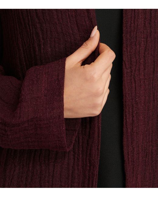 Eskandar Purple Linen-blend Woven Cardigan