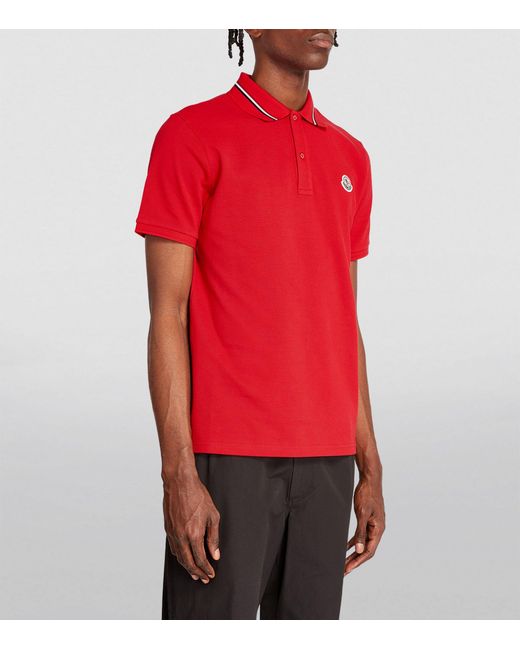 Moncler Red Logo Polo Shirt for men