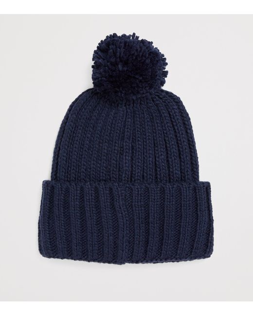 Barbour Blue Lambswool-Blend Kelson Beanie for men
