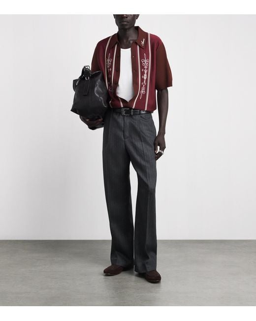 Amiri Red Wool-Blend Panelled Knit Shirt for men
