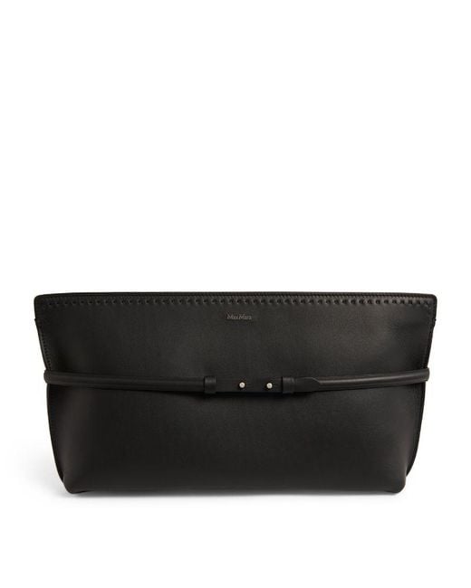 Max Mara Black Leather Archetipo Clutch Bag