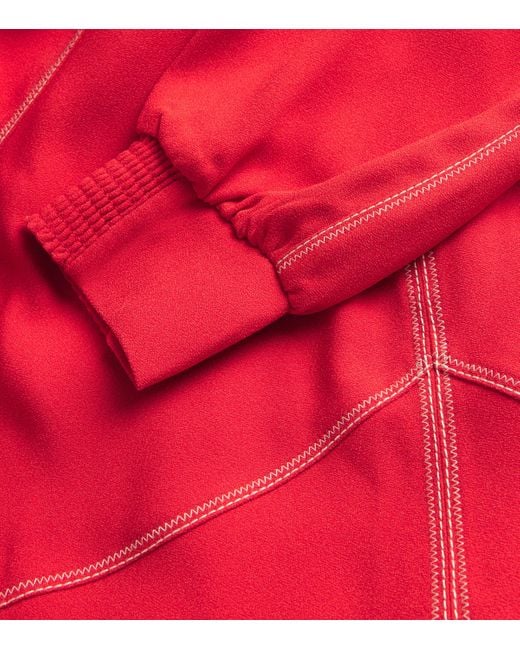 ME+EM Red Panelled Raglan-Long-Sleeves Woven Maxi Dress