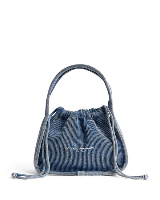 Alexander Wang Blue Small Denim Ryan Top-handle Bag