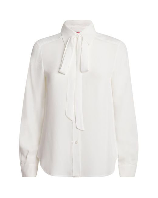 MAX&Co. White Crepe De Chine Scarf-Neck Shirt