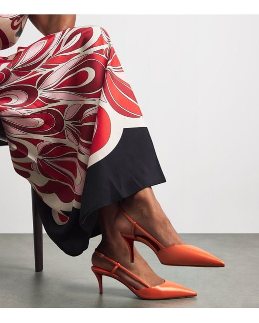 Christian Louboutin Red Miss Z Sling Nappa Leather Slingback Pumps 60