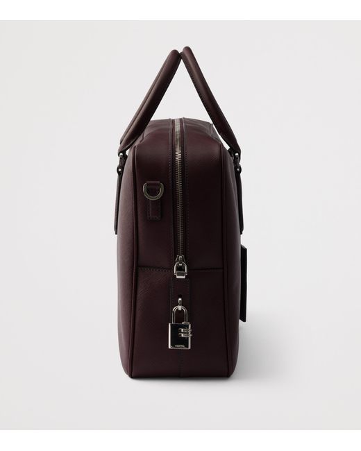 Prada Purple Saffiano Leather Briefcase for men