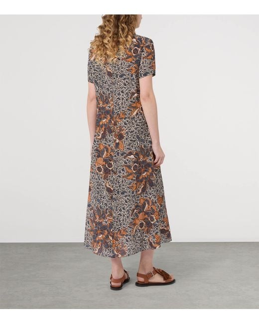 Weekend by Maxmara Natural Silk Floral Print Midi Dress