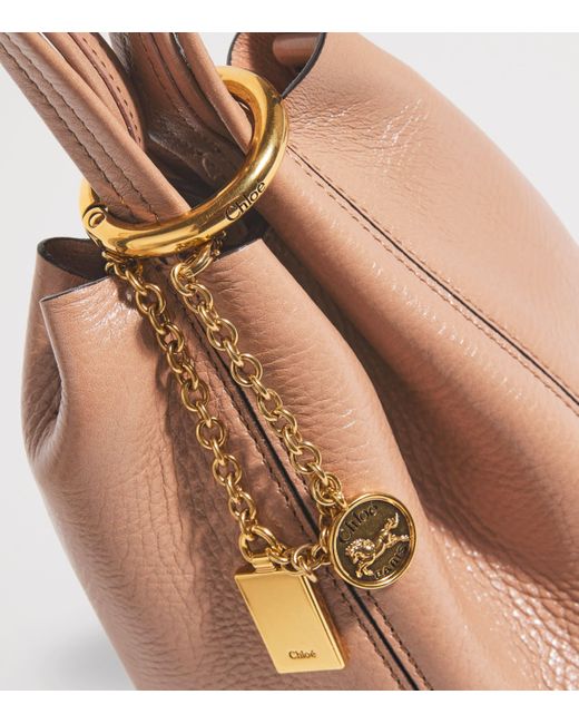 Chloé Brown Small Leather Spin Tote Bag