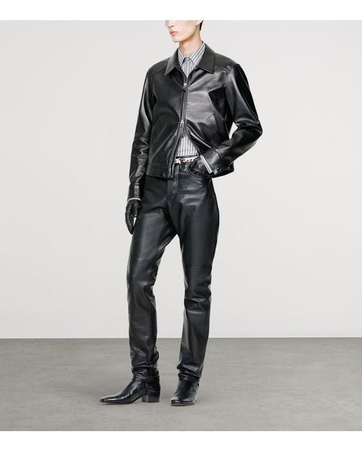 Tom Ford Black Short Leather Jacket for men