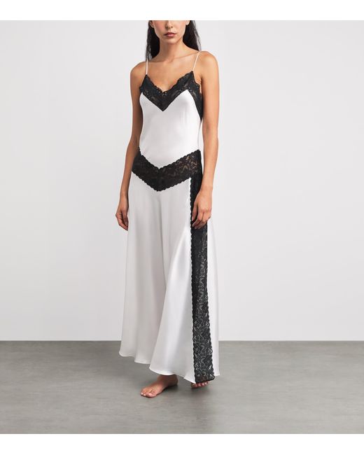 Loretta Caponi White Silk Lace-Detail Carrie Nightdress