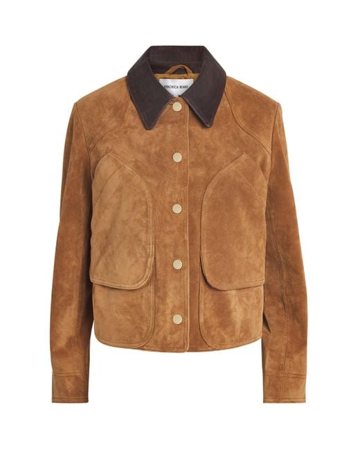 Veronica Beard Brown Cropped Whiskey Walters Barn Jacket