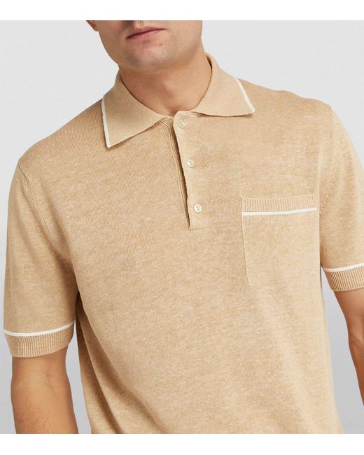 Agnona Natural Linen-silk Polo Shirt for men