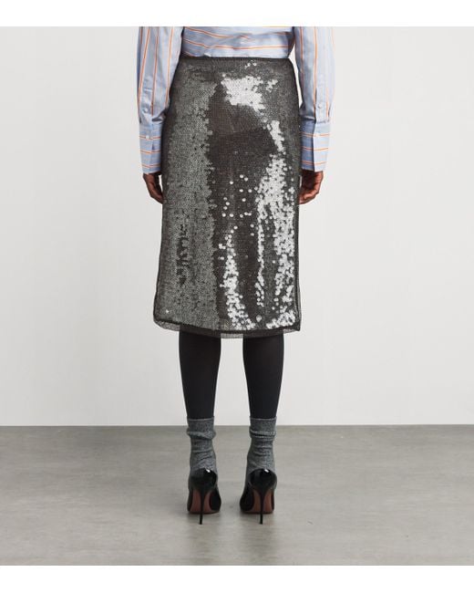 Camilla & Marc Gray Sequin Façade Midi Skirt