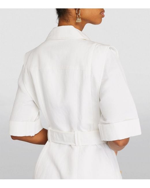 Aje. White Linen-blend Belted Lyric Mini Dress