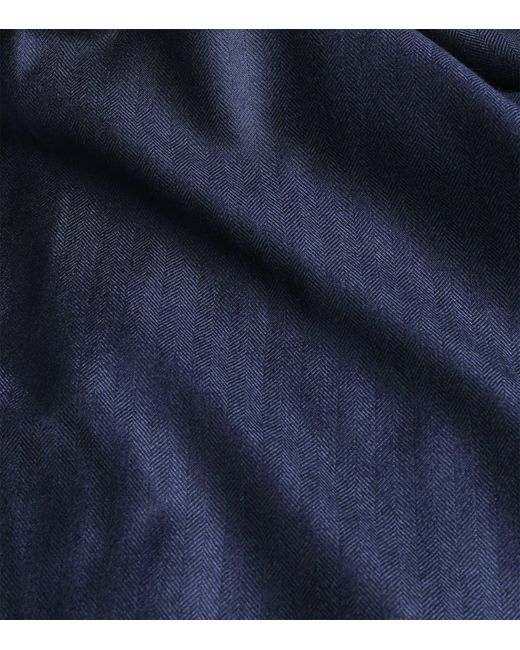 Derek Rose Blue Cashmere Silk-Lined Duke Robe for men