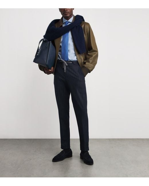 Eton of Sweden Blue Cotton Twill Stripe Slim Shirt for men