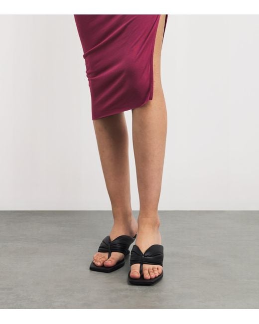Rick Owens Black Leather Thong Wedge Sandals 60