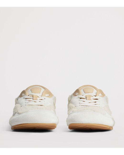Bottega Veneta White Shearling-Suede Orbit Flash Sneakers for men