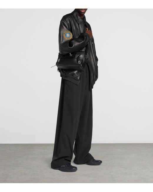 Balenciaga Black Leather Bel Air Messenger Bag for men
