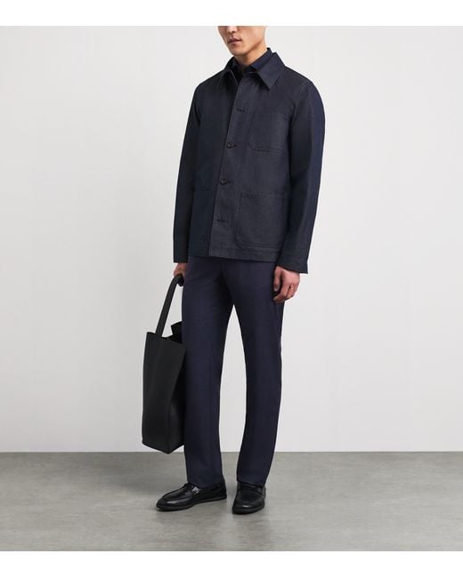 Pal Zileri Blue Stretch-Virgin Wool Half-Elasticated Trousers for men