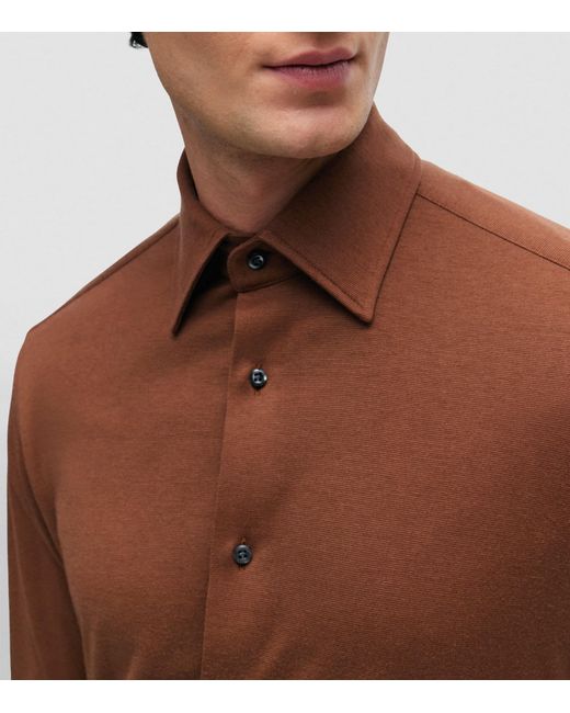 Boss Brown Cotton-Blend Shirt for men