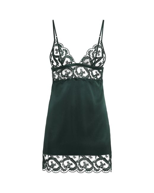 Coco De Mer Green Lace Arletta Slip Dress