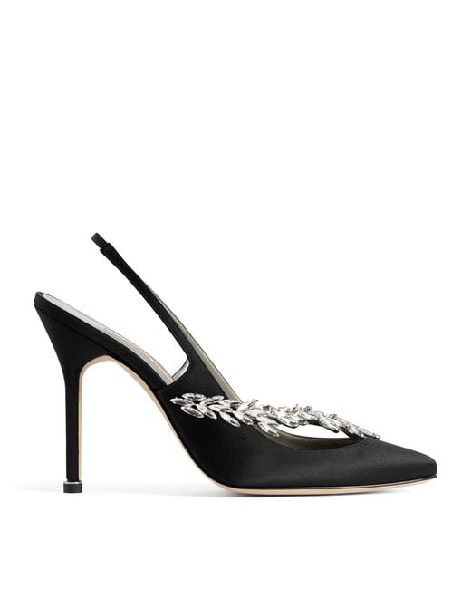 Balenciaga Black X Manolo Blahnik Embellished Slingback Heels 105