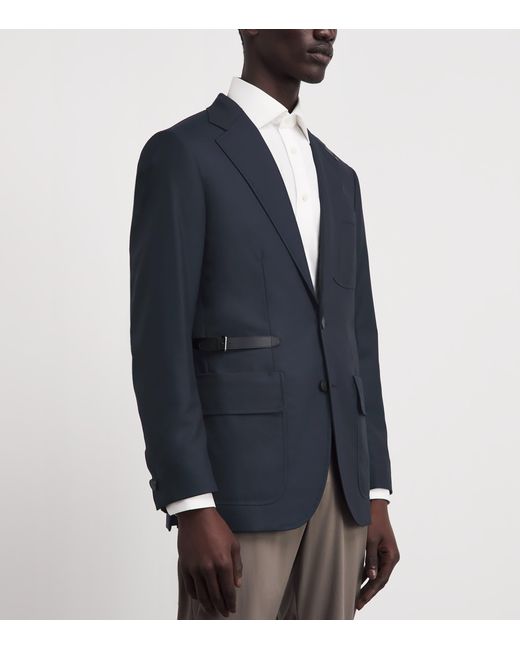 Brioni Blue Stretch-Cashmere Blazer for men