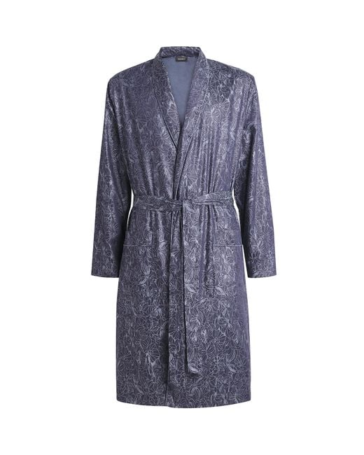 Hanro Blue Cotton Floral Selection Robe for men