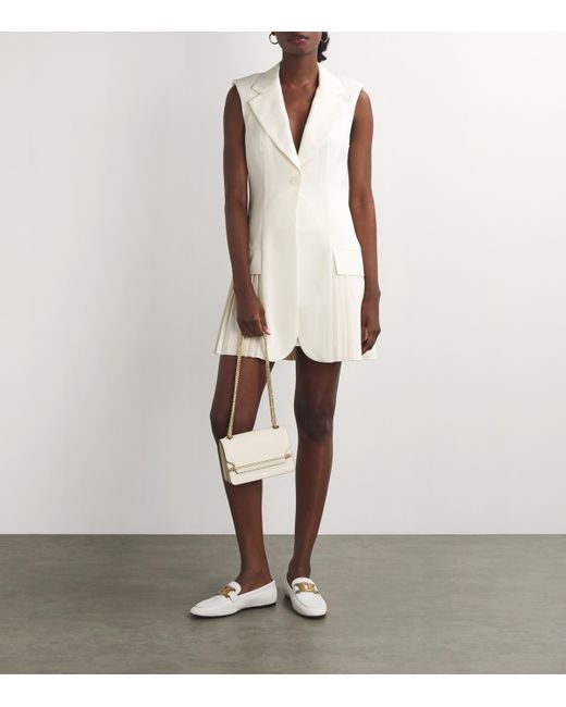 Sandro White Pleated Mini Dress