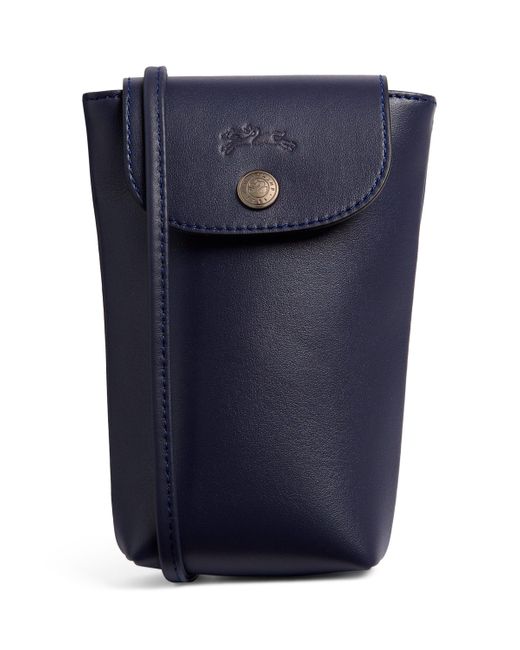 Longchamp Blue Leather Le Pliage Phone Crossbody Bag