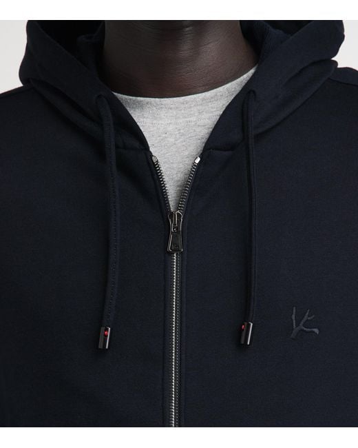 Isaia Blue Logo Zip-Up Hoodie for men