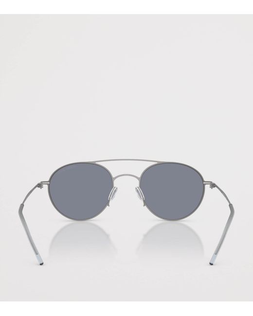 Giorgio Armani Gray Metal Round Sunglasses for men