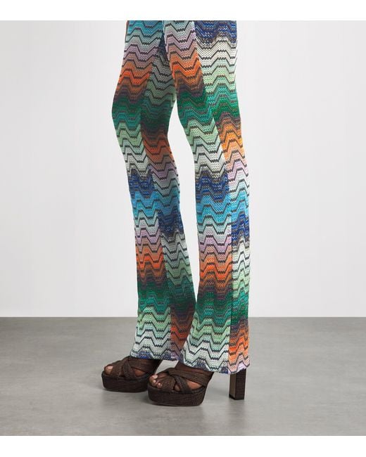 Missoni Green Metallic Zigzag Flared Trousers