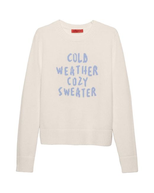 MAX&Co. White Wool-Cashmere Embroidered Sweater