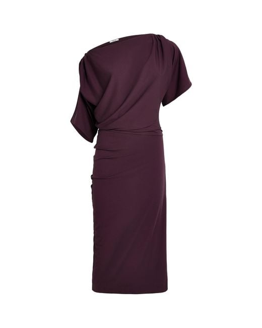 Wolford Purple Fluid Drape Midi Dress