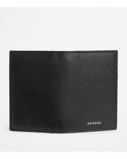 Sandro Black Faux Leather Bifold Card Holder for men