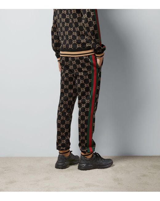 Gucci Black Web-detail Gg Track Pants for men